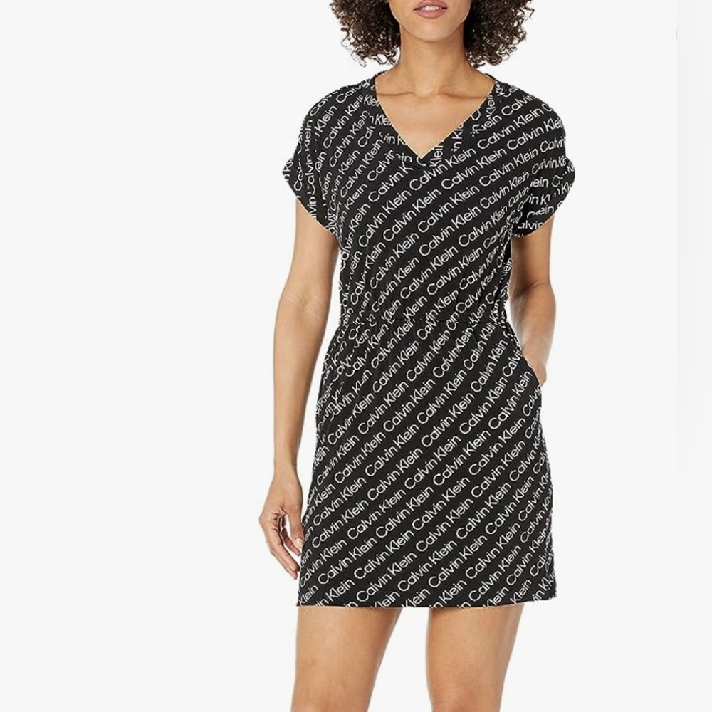 Calvin Klein Allover Logo Stretch 2 Pocket Dress
